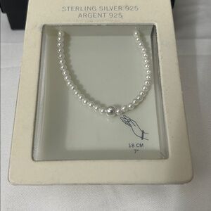 Argent 925 Sterling Silver Elegant and simple Pearl Bracelet